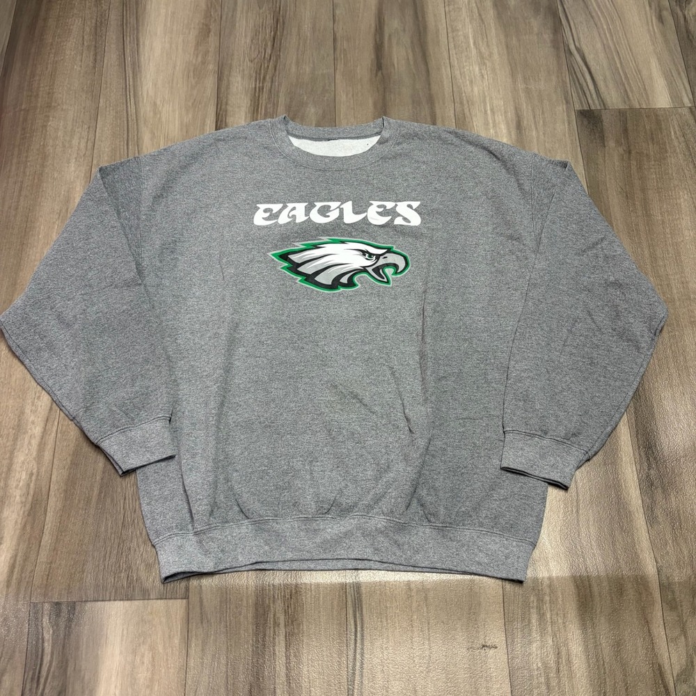 Philadelphia Eagles NFL Crewneck Sweatshirt Heather Gray Fan Gear Logo Mens XL